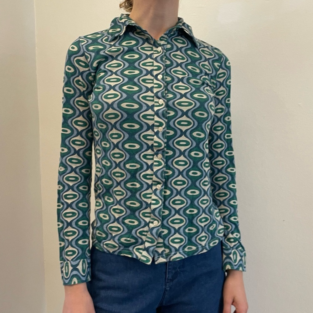 Mod Italian Pure Cotton Button Down Top - Picture 3 of 11